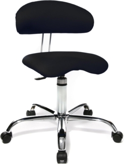Topstar Sitness 40, Fitnesshocker, Arbeitshocker, Rollhocker mit Rückenunterstützung, 3-Dimensional bewegliche Sitzfläche, Stoffbezug Schwarz
