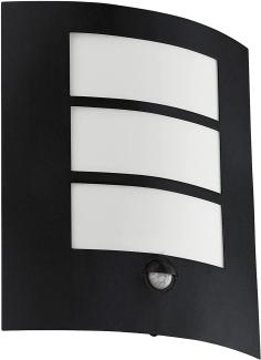 Eglo 99568 Wandleuchte CITY Stahl verzinkt schwarz / Kunststoff weiß L:23,5 11 H:26cm IP44 mit Sensor