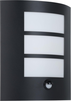 Eglo 99568 Wandleuchte CITY Stahl verzinkt schwarz / Kunststoff weiß L:23,5 11 H:26cm IP44 mit Sensor