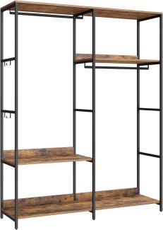 Songmics Kleiderschrank offen, Kleiderständer, Garderobenständer, Garderobe mit Kleiderstange, Ablagen, abnehmbare Haken, 40 x 118 x 181 cm, vintagebraun RGR025B01