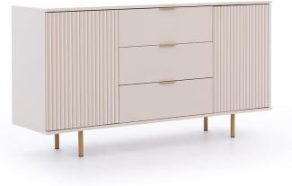 Lomadox Sideboard NADOR-132, 150cm breit, Kaschmir, goldfarbene Metallgriffe und -füße