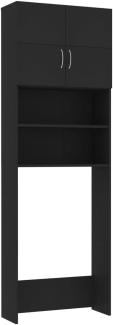 vidaXL Waschmaschinenschrank mit 2 Türen 2 offenen Fächern Badmöbel Badschrank Hochschrank Badhochschrank Schrank Schwarz 64 x 25,5 x 190 cm Spanplatte