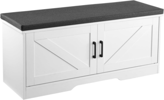 VEVOR Schuhregalbank Schuhbank (1000 x 355 x 460 mm), Eingangsbank mit gepolstertem Sitzkissen & 2 Scheunentüren, Schuhregal (136 kg belastbar), für Flur Wohnzimmer Schlafzimmer Schwarz Weiß