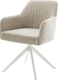Drehstuhl Greg-Flex Webstoff Soft Beige Kreuzgestell breit Weiß 360° drehbar Wippfunktion Taschenfederkern