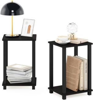 Furinno Simplistic Klein Beistelltisch, Holzwerkstoff, Espresso/Schwarz, 2er-Set