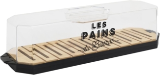 COOK CONCEPT, KA0644, Brotkasten mit transparentem Deckel und Holztablett, Elegantes Design zur optimalen Aufbewahrung von Brot und Gebäck – 403 x 97 x 121 cm, transparent schwarz