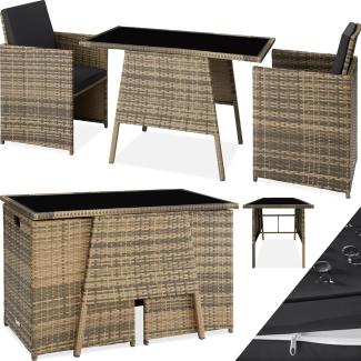 tectake Sitzgruppe Rattan Sitzgruppe, (Set, 3-tlg), für 2 Personen