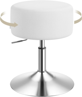 WOLTU Schminkhocker, Schminktisch Hocker, Barhocker rund, Design Hocker höhenverstellbar drehbar, Bürohocker Arbeitshocker Küchenhocker, gepolstert, Cord-Sitzfläche, Weiß, BH409ws-1