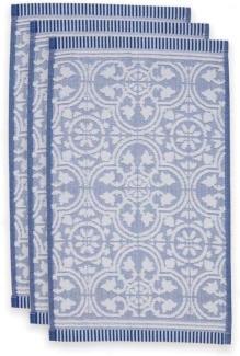 PiP Studio Handtuch Tile Pip Blue 30X50 Set A 3 Blau 100% Cotton, terry, 500 GSM 30 x, Baumwolle (1-St)