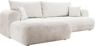 Selsey Ecksofa Links mit Schlaffunktion und Bettkasten 142x210 cm Weiß Bonellfederkern, Abnehmbare Kissen Modular 4er Couch Schlafsofa Kleines Sofa für Wohnzimmer/Schlafzimmer