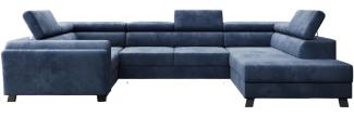 Designer Sofa Emilio mit Schlaf- und Klappfunktion Samt Blau Rechts