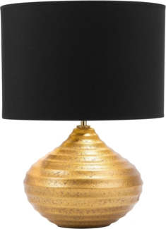 'Kuban' Tischlampe Gold Keramik 42 cm Stoffschirm Schwarz Vasenform Kabel mit Schalter Modernes Design