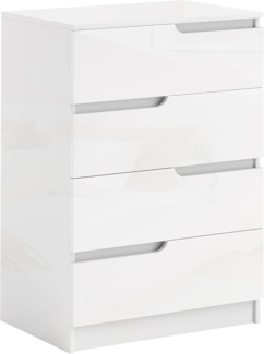HOMCOM Kommode mit 4 Schubladen (Schubladenkommode, 1 St, Beistellschrank), für Wohnzimmer, Schlafzimmer, Hochglanzweiß 60 x 40 x 85 cm