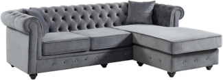 Vente-unique - Chesterfield Ecksofa - Samt - Anthrazit - TOLEDO