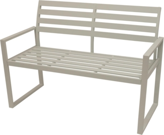 TPFGarden Gartenbank RUGBY (2-Sitzer Holzbank aus Aluminium, mit Armlehnen, Robuste und gemütliche Outdoor Bank weiß), Hochwertige Bank mit den Maßen (BxHxT): 122 x 87 x 59 cm