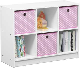 Furinno Basic Bücherregal mit 6 Fächern und 3 Einschüben, holz, Weiß/Rosa, 30. 23x30. 23x59. 94 cm