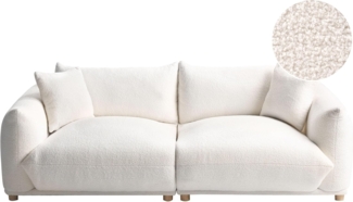 Sofa LUVOS Bouclé Cremeweiß 3-Sitzer