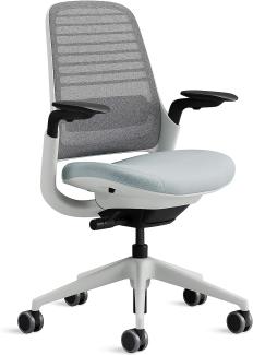 Steelcase Series 1 Bürostuhl mit Netzrücken in Nickel und Sitzbezug in Sturmhorizont, 66 x 64 x 92 cm