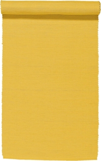 LINUM UNI Dekoratives Tischläufer für Esstisch 45x150 cm, 100% Gerippte Baumwolle, Maschinenwaschbar, Senfgelb