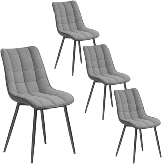 WOLTU 4 x Esszimmerstühle 4er Set Esszimmerstuhl Küchenstuhl Polsterstuhl Design Stuhl mit Rückenlehne, mit Sitzfläche aus Leinen, Gestell aus Metall, Hellgrau, BH206hgr-4