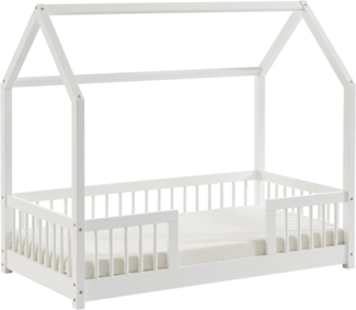 BAÏTA Kabinenbett mit Barrieren Tiny Kiefer massiv Weiß 70x140 cm Lattenrost inkl