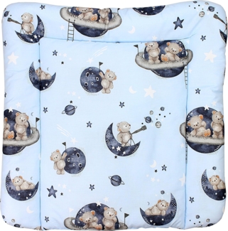 TupTam Baby Wickeltischauflage mit Baumwollbezug Gemustert, Farbe: Bären im Kosmos, Größe: 75x85 cm
