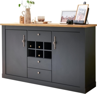 Sideboard Ribera in grau und Eiche Wotan Landhaus 169 cm