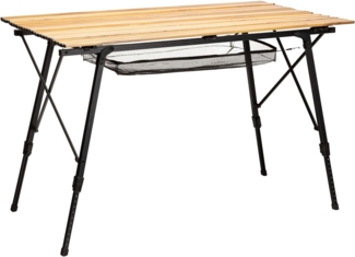 Skandika Campingtisch Alu Falttisch Jamsa, Klapptisch mit Netzablage, höhenverstellbar, leicht, 120 x 70 x 45/70 cm, bis 50 kg belastbar, wetterfest, Garten