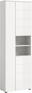 furnling Hochschrank Vera 2 offene Fächer, 3 Türen, Hochglanz Front, Höhe 190 cm, weiß