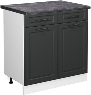 Vicco Küchenunterschrank R-Line, Anthrazit Landhaus/Weiß, 80 cm, AP Anthrazit