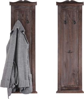 2er-Set Garderobe Wandgarderobe Garderobenpaneel Wandhaken 109 x 28 x 4 cm ~ braun shabby