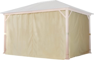 TOOLPORT 4 Seitenteile für Gartenpavillon Forest Superior 3x4 m - Polyester ca. 180 g/m² - mit Reißverschluss - champagner