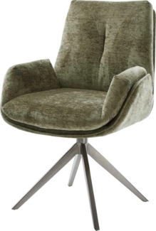 Drehstuhl Clea-Flex Chenille Olive Kreuzgestell breit Graphit 360° drehbar Wippfunktion