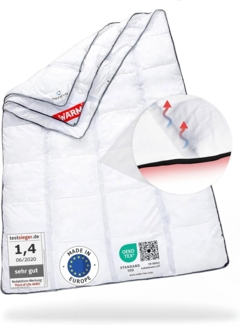 AERO ActiveClima Bettdecke mit innovativer Climabalance®-Technologie | Flauschige Ganzjahresdecke / Steppdecke mit Ventilations- & Klimazonen | Perfekte Sommer- & Winter-Decke | Weiß | 155x220 cm