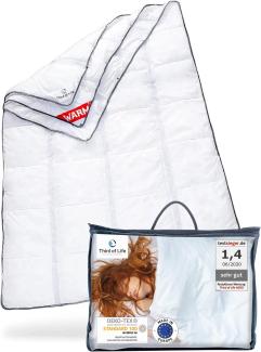 AERO ActiveClima Bettdecke mit innovativer Climabalance®-Technologie | Flauschige Ganzjahresdecke / Steppdecke mit Ventilations- & Klimazonen | Perfekte Sommer- & Winter-Decke | Weiß | 155x220 cm