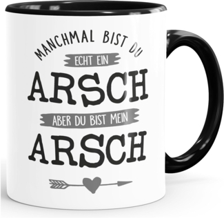 MoonWorks Tasse Kaffee-Tasse Spruch Manchmal bist du echt ein Arsch Geschenk Liebe Liebeserklärung ironisch Moonworks®, Keramik