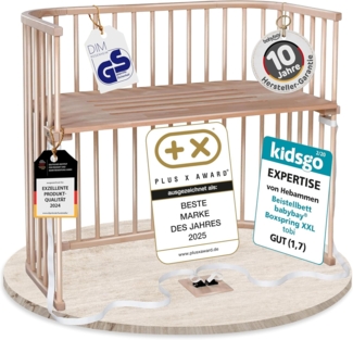 babybay Boxspring XXL Beistellbett, natur lackiert extra belüftet