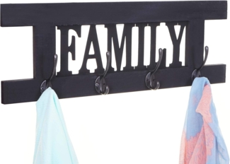 Wandgarderobe HWC-C60 Family, Garderobe Garderobenpaneel, Shabby-Look Vintage 60x21cm ~ dunkelgrau