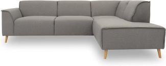 DOMO Collection Ecksofa Jules, Skandinavisches Sofa mit Federkern, 263 x 191 x 81 cm, Eckcouch in silber