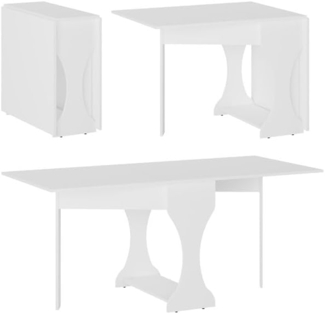Rodnik Esstisch "Flexi", Weiß, Spanplatte, Funktionstisch, platzsparend, ausklappbar, 170x76 cm