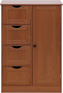 Rebecca Mobili Freistehender Kleiderschrank, Brauner Schrank, 4 Schubladen 1 Tür, Für Bad Küche Eingang - Größe HxLxB: 82 x 56 x 30 cm - Art. RE6735