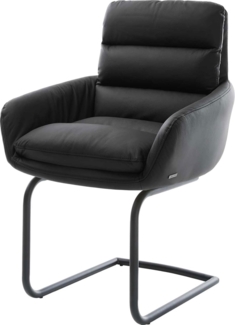 Freischwinger Abelia-Flex mit Armlehnen Echt-Leder Schwarz Freischwinger rund Schwarz