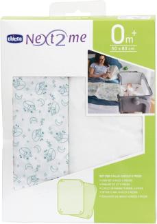 Spannbettlaken Chicco mit elastischen Ecken, kompatibel mit Next2Me, 2-teilig, 50x83 cm, 100% Baumwolle, 2 Spannbettlaken mit elastischen Ecken, Zubehör für Neugeborene 0+ - Foxy