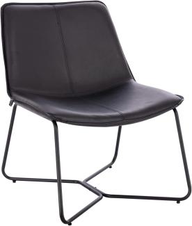 SVITA RON Loungesessel Cocktailsessel Clubsessel ohne Armlehnen Metall-Gestell Leder-Optik Schwarz