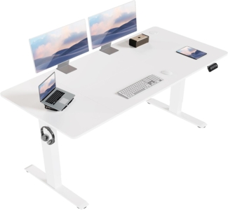 JUMMICO HöHenverstellbarer Schreibtisch 140x60 cm,Standing Desk（71-119cm）,Schreibtisch HöHenverstellbar Elektrisch mit 2-Memory-Steuerung und Antikollisions Funktion(Weiß)