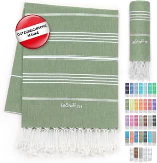 LeStoff das traditionelle Hamamtuch Strandtuch Badetuch Saunatuch Duschtuch Spa Sport Yoga Reisen 100% Bio-Baumwolle. Nachhaltig, natürlich, weich und vorgewaschen. (95x180 cm, Olive)
