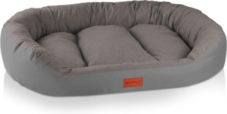 BedDog Hundebett Grosse Hunde - Hundekissen - Hundekorb - Ovales Hundekörbchen - Hundesofa - Hundebetten für Große Hunde - Dog Bed - Hunde Bett - Körbchen Hund aus Alicante-Gewebe XXL, STEEL-GREY (grau)