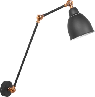 'Mississippi' Wandleuchte Schwarz Metall mit langem Schwenkarm verstellbar Glockenförmig Modernes Design