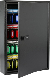 HMF Schlüsselkasten Schlüsselschrank mit Zahlencode, Schlüsselkasten mit 64 Haken (inkl. Schlüsselanhänger), verstellbare Hakenleisten, 45 x 30 x 8 cm, schwarz