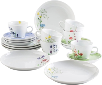 KAHLA Kaffeeservice Wildblume Kaffeeservice 18tlg. (18-tlg), 6 Personen, Porzellan, Made in Germany